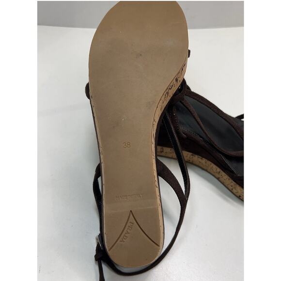 PRADA Brown Suede Cork Heel Platform Wedge Sandals Size EU 38 - Picture 5 of 11